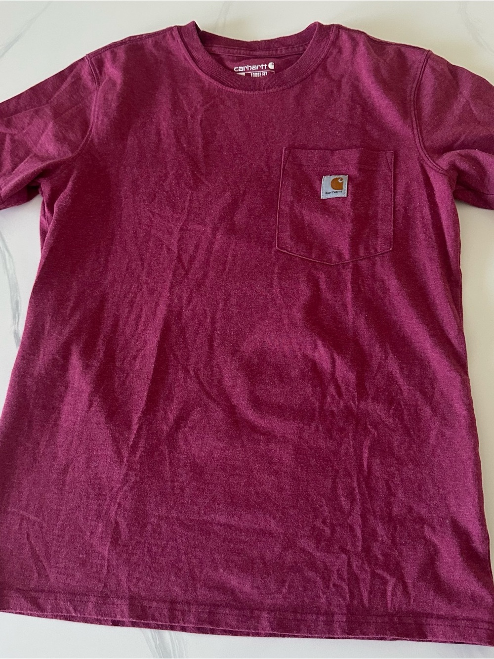 Carhartt loose fit pocket short sleeve t shirt in heather berry/magenta